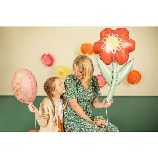 Red Flower Foil Balloon