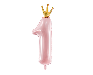Pink Number 1 Crown Foil Balloon