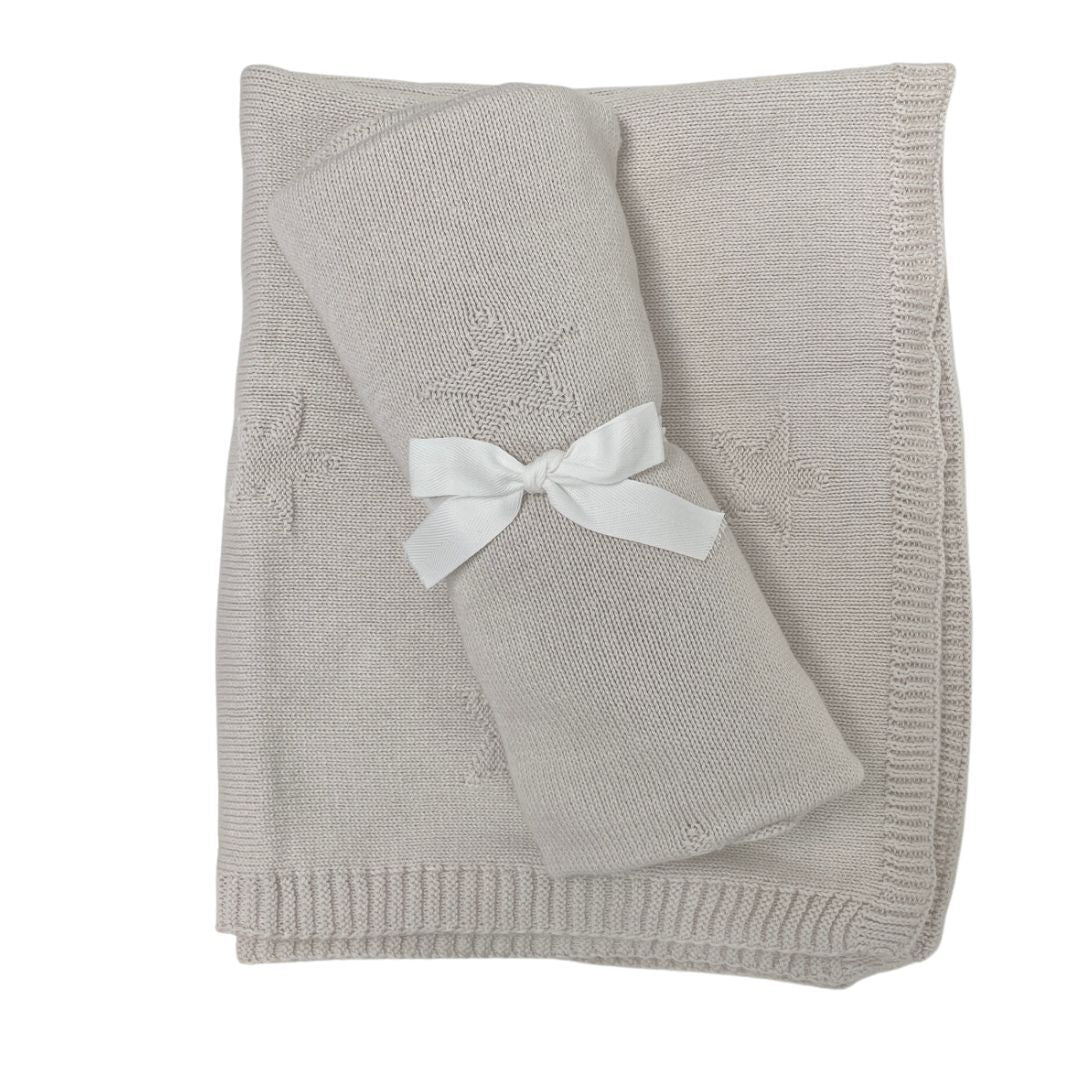Baby Blanket Knitted - Stone