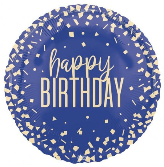 Happy Birthday Navy Confetti Foil Balloon