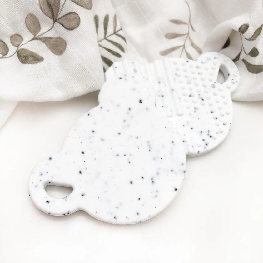 Teether BEAR Silicone White Speckled