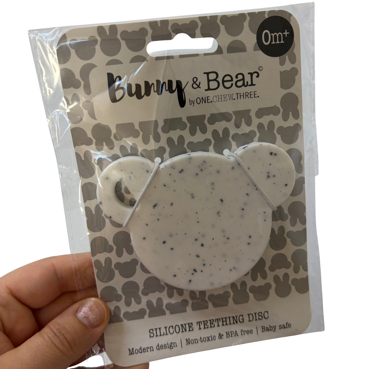 Teether BEAR Silicone White Speckled