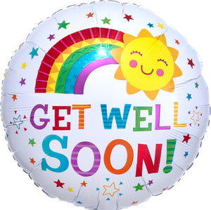 Get Well Soon Sun & Rainbow Foil Balloon
