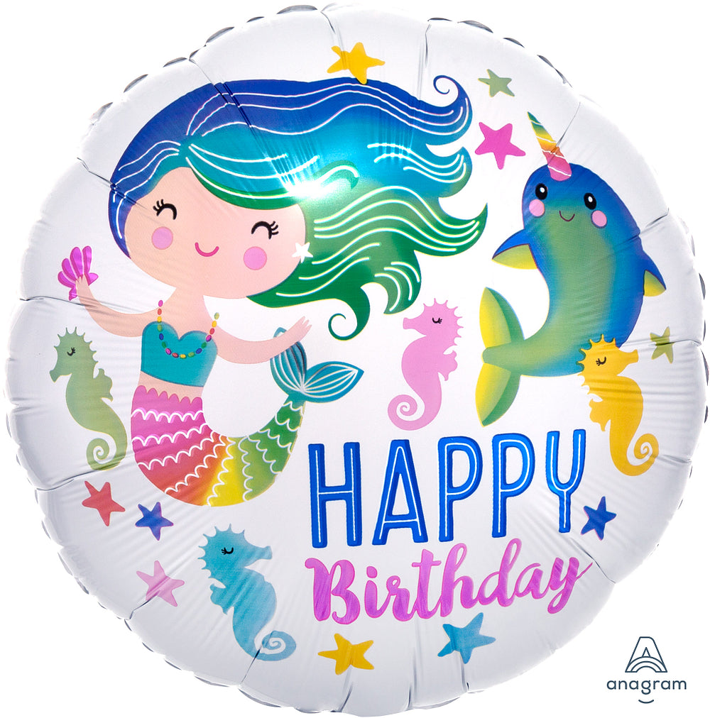 Mermaid Ocean Happy Birthday Foil Balloon