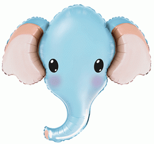 Elephant Baby Blue Foil Balloon