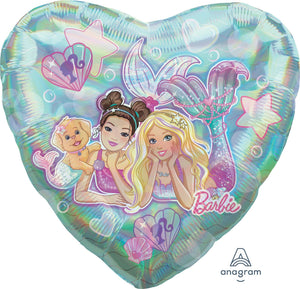Mermaid Barbie Heart Foil Balloon