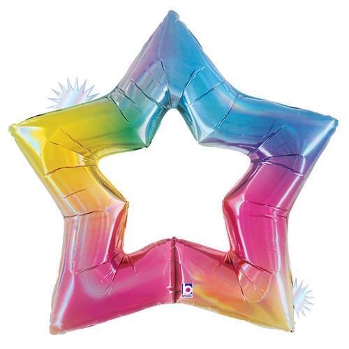 Holographic Rainbow Star Foil Balloon