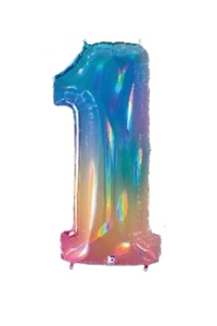 Metallic Rainbow Number Foil Balloon