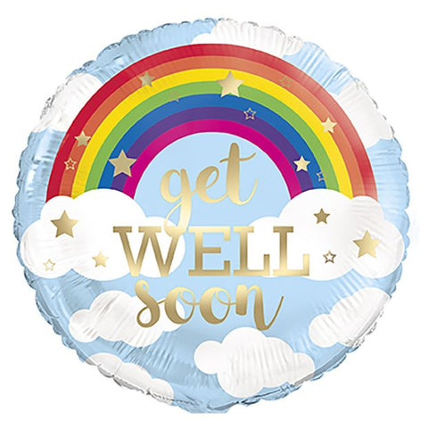 Get Well Soon Rainbow & Clouds Foil Balloon
