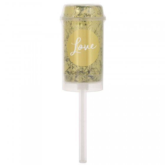 Gold Love or Congrats push-up confetti poppers